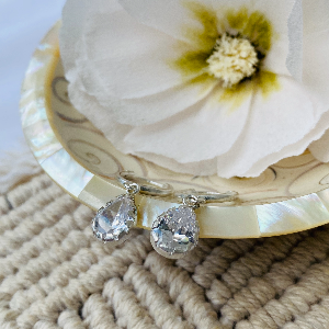 White teardrop hoops