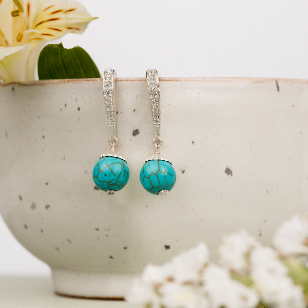 Turquoise ball earrings