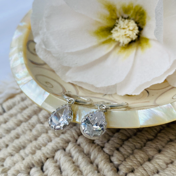 White teardrop hoops