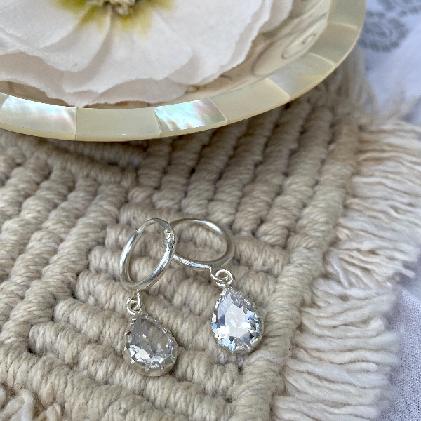 White teardrop hoops