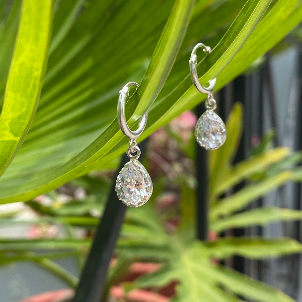 White teardrop hoops